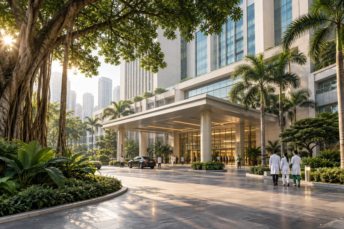 Illustrative view of a university hospital campus in Guangzhou